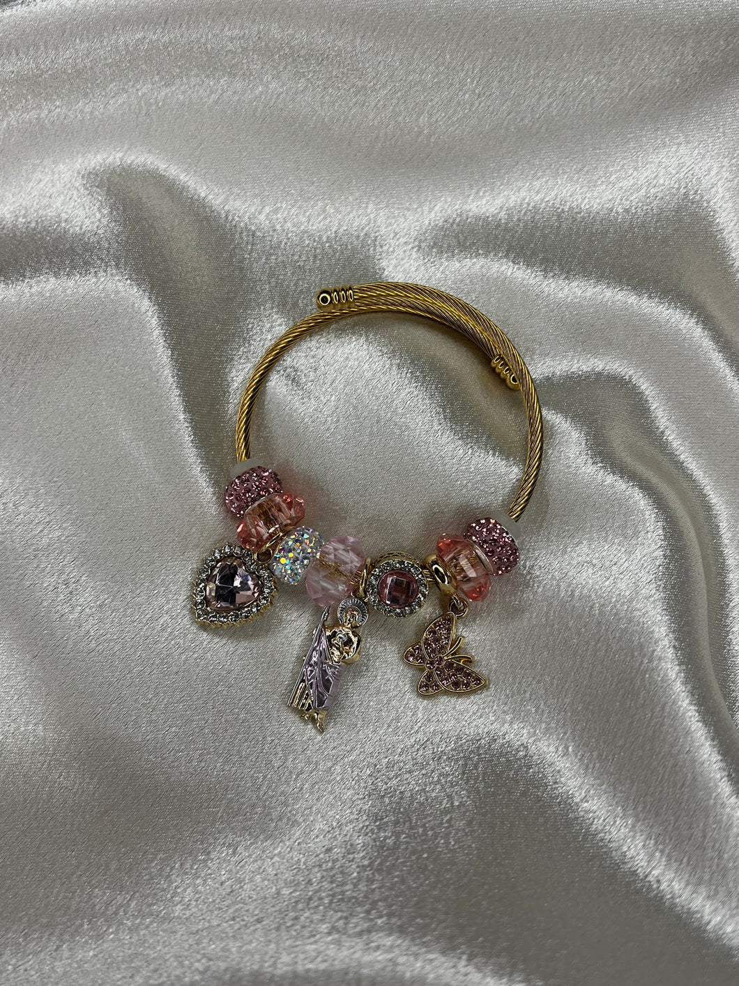 Pink & Gold San Judas Charm Bracelet