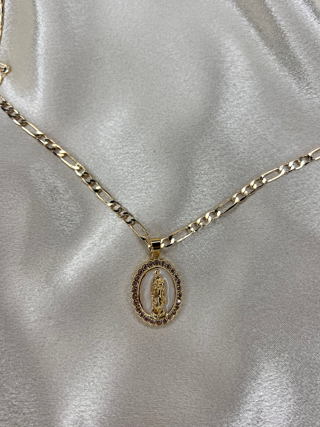 Pearl White Virgencita Necklace