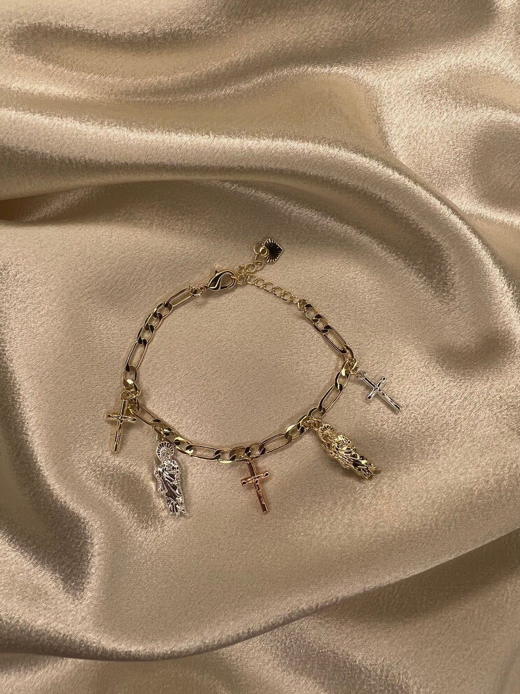 San Judas and Cross Bracelet