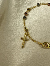 Load image into Gallery viewer, Cross and Virgencita Tri-Color Bracelet
