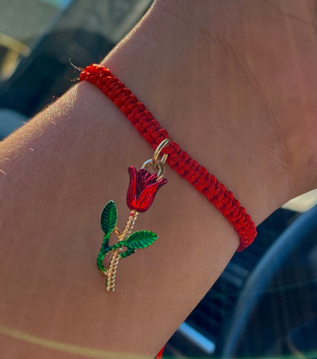 Red Rose Braided Bracelet