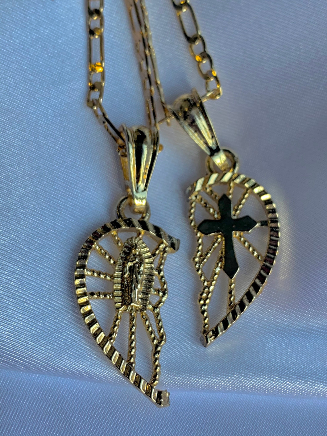 Virgencita and Cross Heart Necklace