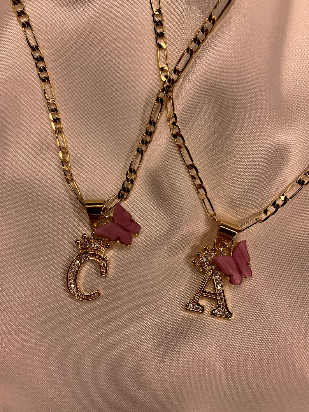 Matching Best Friend Initial and Butterfly Necklace