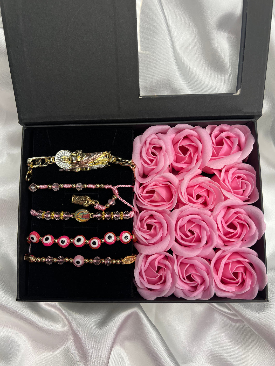 Pink Rose Box and Bracelet Set