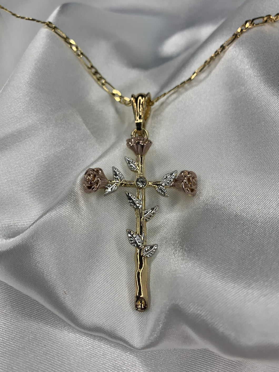 Cross with Rose Gold Roses