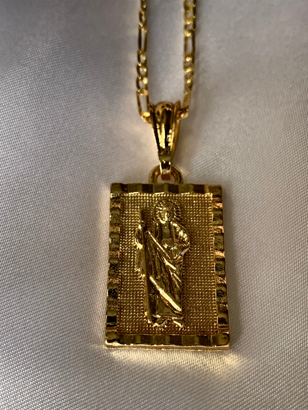 Gold rectangle San Judas Necklace